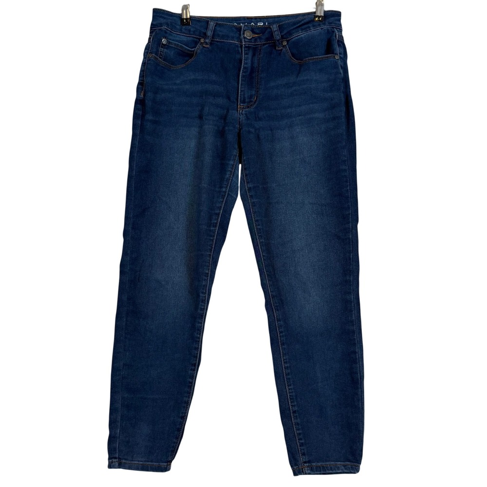 Tahari Womens Slim Ankle Jeans Dark Indigo Blue Stretch Denim Size 6/28 Classic
